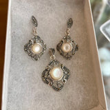Mother of Pearl and Marcasite Jewelry Set