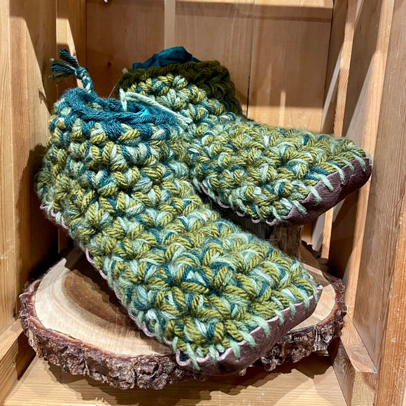 Crochet Slippers *- Size 8 Low Rise Green