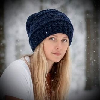 Crochet Hat by Wojo - Navy Slouch Beanie
