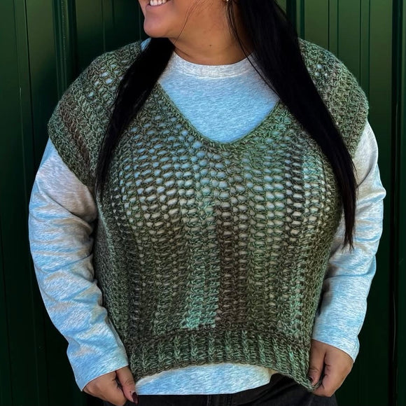 Crochet Vest * - Green - By Wojo