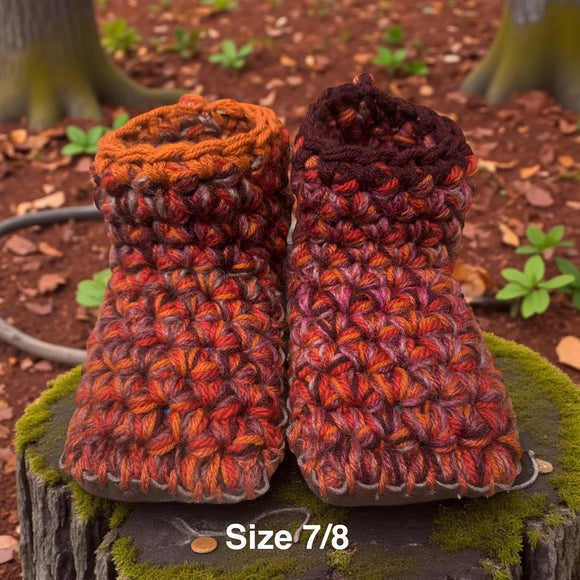 Crochet Slippers * - Size 7/8 Low Rise Autumn Merlot