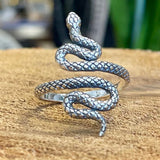 Silver Serpent Adjustable Wrap Ring Size 10