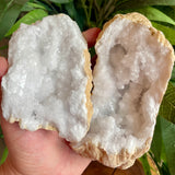 White Calcite Cracked Geode - 2 Pieces