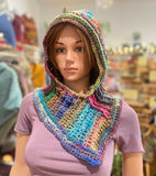 Crochet Hooded Cowl - Rainbow Power