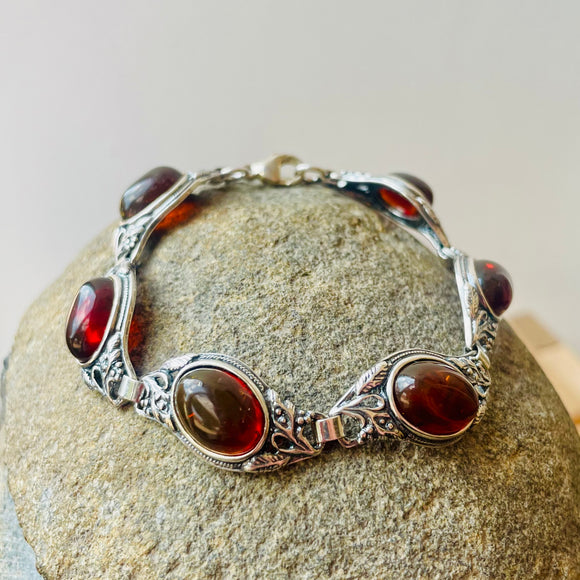 Amber Sterling Silver Bracelet