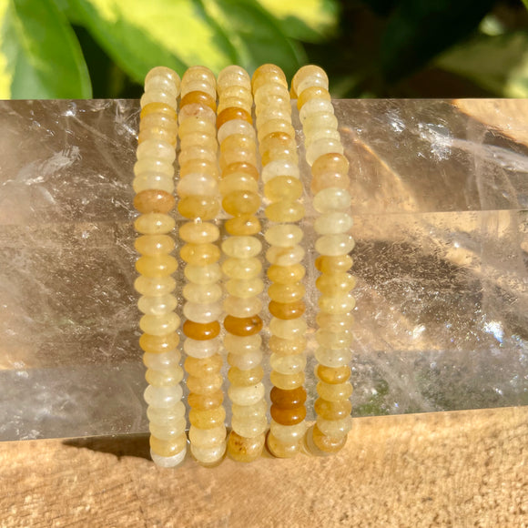 Yellow Aventurine Bracelet - 4mm Flat Beads
