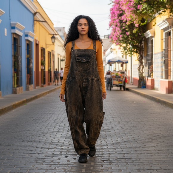 Acid Wash Overalls *- Size XL - Straight Leg