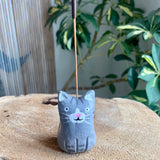 Grey Tabby Cat Incense Burner - Clay By Wojo
