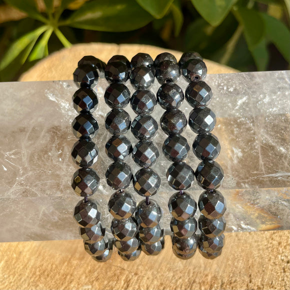 Hematite 8mm Bracelet - Natural, Magnetic Faceted Hematite