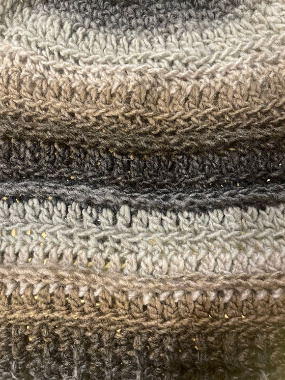 Crochet Hat - Grey and Brown