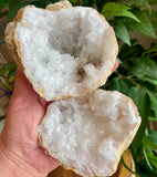 White Calcite Cracked Geode - 2 Pieces