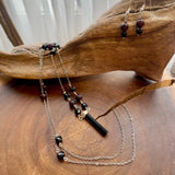 Tourmaline, Garnet and Black Agate Necklace and Earring Protection Set by Wojo
