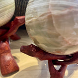 Tripod Sphere Stands - Carved Wood