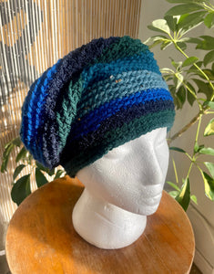 Crochet Hat - Indigo Stripe