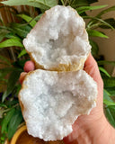 White Calcite Cracked Geode - 2 Pieces