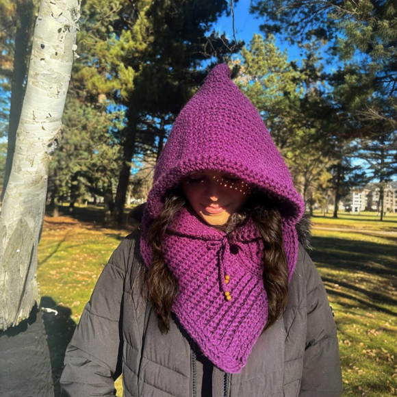 Crochet Hood Scarf *- Purple by Wojo