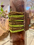 Beaded Cuff Bracelets with Wooden Clasp
