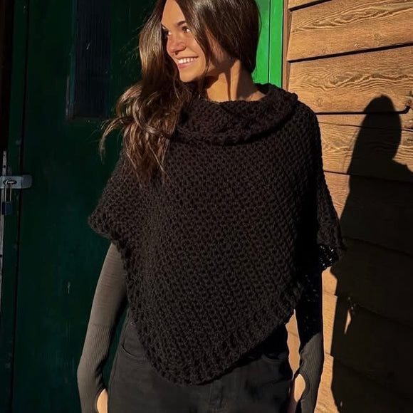 Crochet Poncho *- Black - Small - By Wojo!