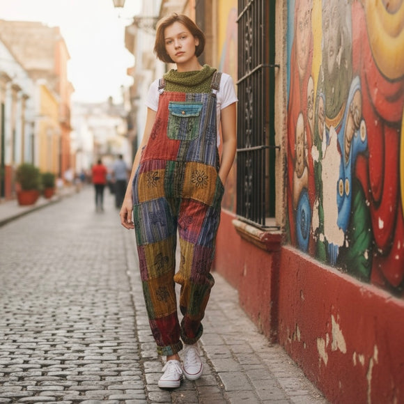 Patchwork Overalls *- Size XL