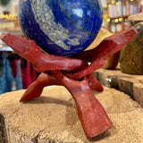 Tripod Sphere Stands - Carved Wood