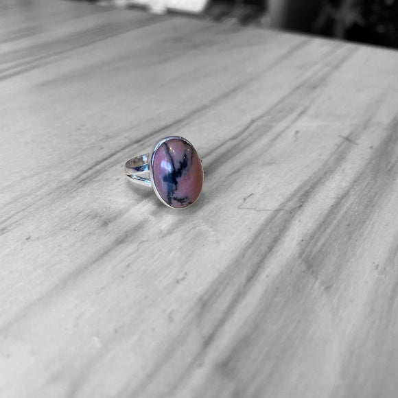 Rhodonite Ring Oval Size 5
