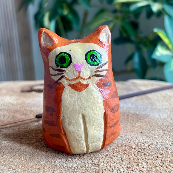 Orange Tabby Cat Incense Burner - Clay By Wojo