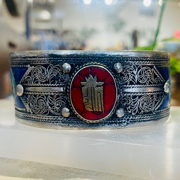 Nepal Cuff Bracelet with Kalachakra Symbol