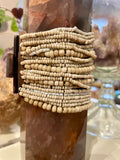 Beaded Cuff Bracelets with Wooden Clasp