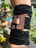 Beaded Cuff Bracelets with Wooden Clasp