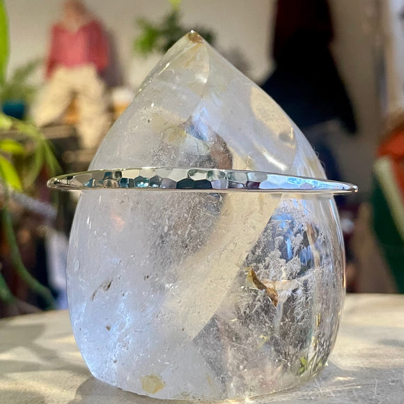 Sterling Silver Bracelet - Hammered Open Bangle