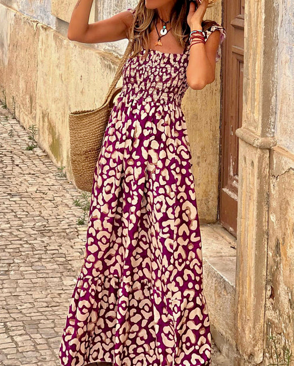 Rose Leopard Maxi Dress - Summer