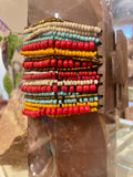 Beaded Cuff Bracelets with Wooden Clasp