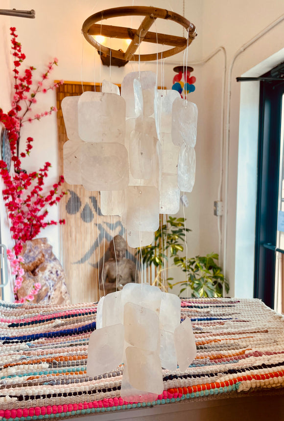 Capiz Shell Square Cascading Waterfall Chimes
