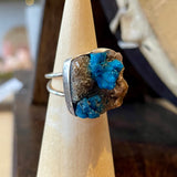 Cavansite on Matrix - Size 6 Ring