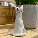 White Cat Incense Burner - Clay By Wojo