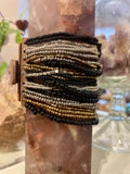 Beaded Cuff Bracelets with Wooden Clasp