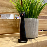 Tall Black Cat Incense Burner - Clay By Wojo