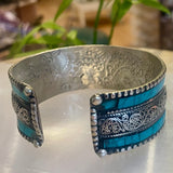 Nepal Cuff Bracelet with Dragon and Kalachakra symbol