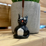 Short Black Cat Incense Burner - Clay By Wojo
