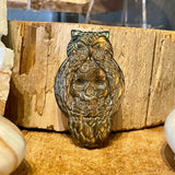 Labradorite Owl and Skull Carved Figurine