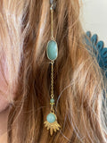 Hair Clip - Hemimorphite and Aventurine- By Wojo