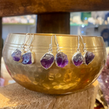 Raw Amethyst Silver Earrings