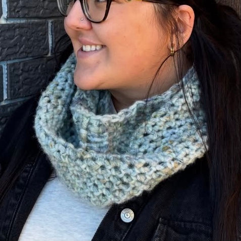 Crochet Neck Warmer - Blue/Yellow- Made by Wojo *