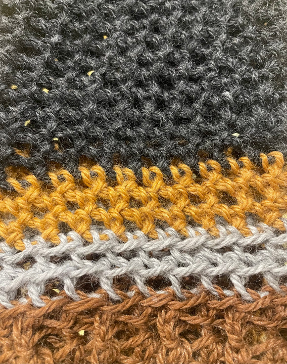 Crochet Cozy Cowl - Charcoal and Brown