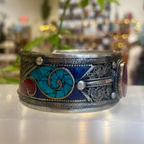 Nepal Cuff Bracelet with Kalachakra Symbol