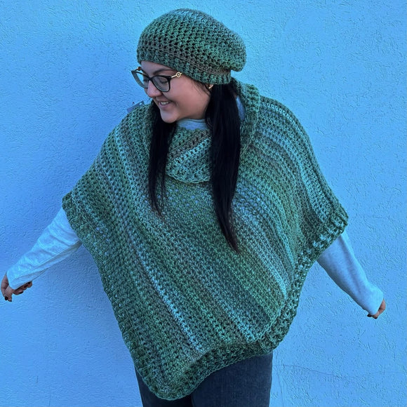 Crochet Poncho Shawl * - Green - By Wojo