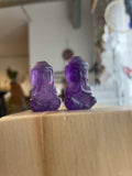 Amethyst Carved Pocket Buddha Statue - 1 inch Figurine