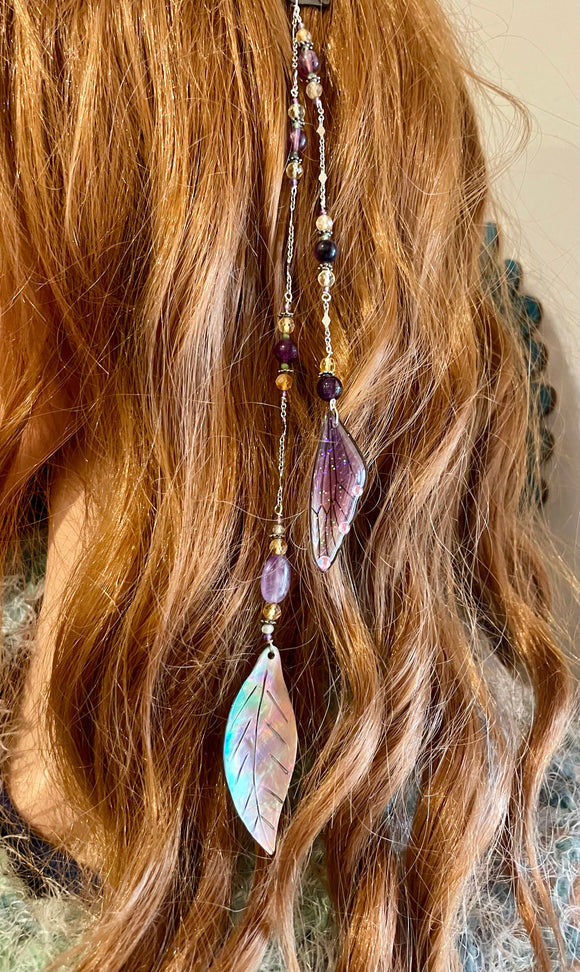 Hair Clip By Wojo - Abalone Shell and Fairy Wing