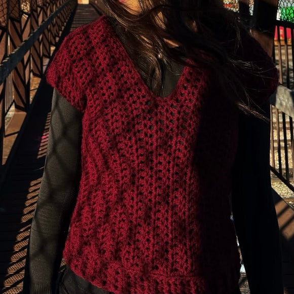Crochet Vest *- Burgundy by Wojo