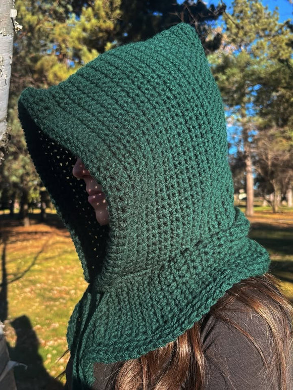 Crochet Hood Scarf *- Green by Wojo